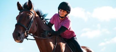 Rider Stroking Horse Smiling