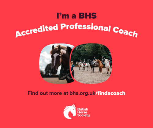 I'm a BHS Accredited Professional Coach social post with two images