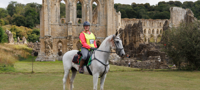 Grey & Rider At Ruins 2025 Rievaulx Ride