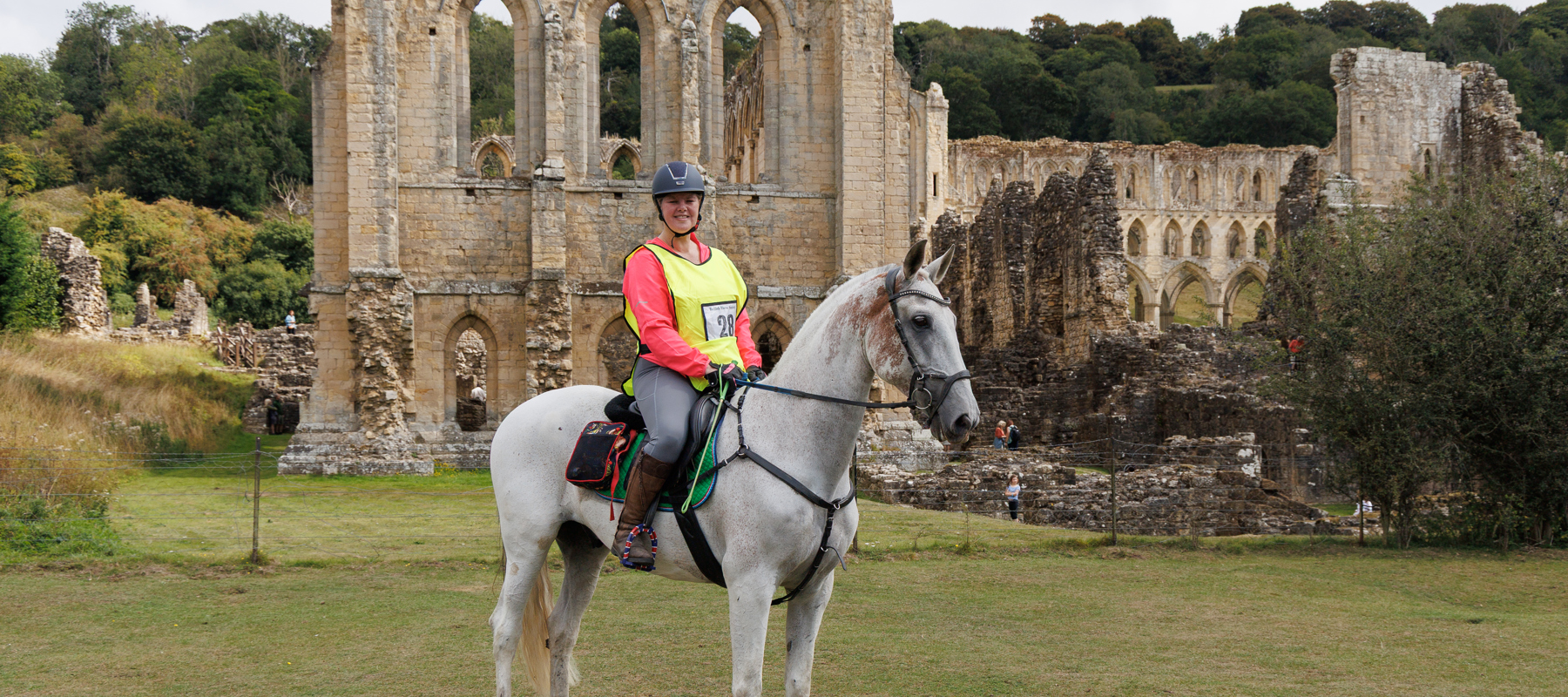 Grey & Rider At Ruins 2025 Rievaulx Ride