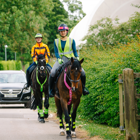 Horses And Riders In Hi Vis Hacking On The Road (2)