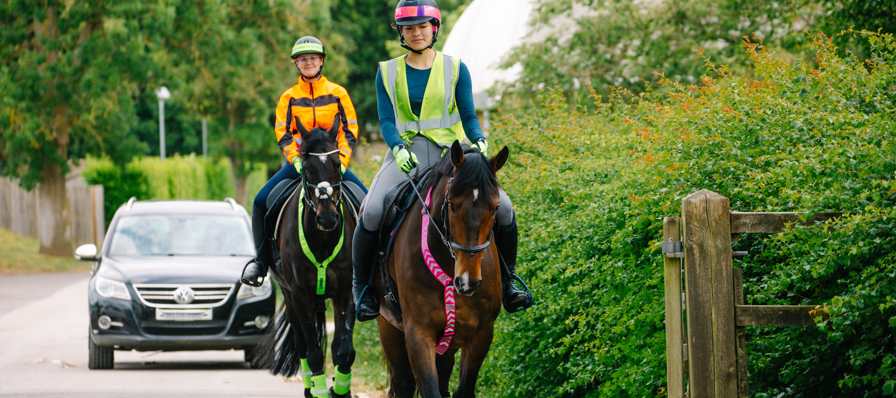 Horses And Riders In Hi Vis Hacking On The Road (2)